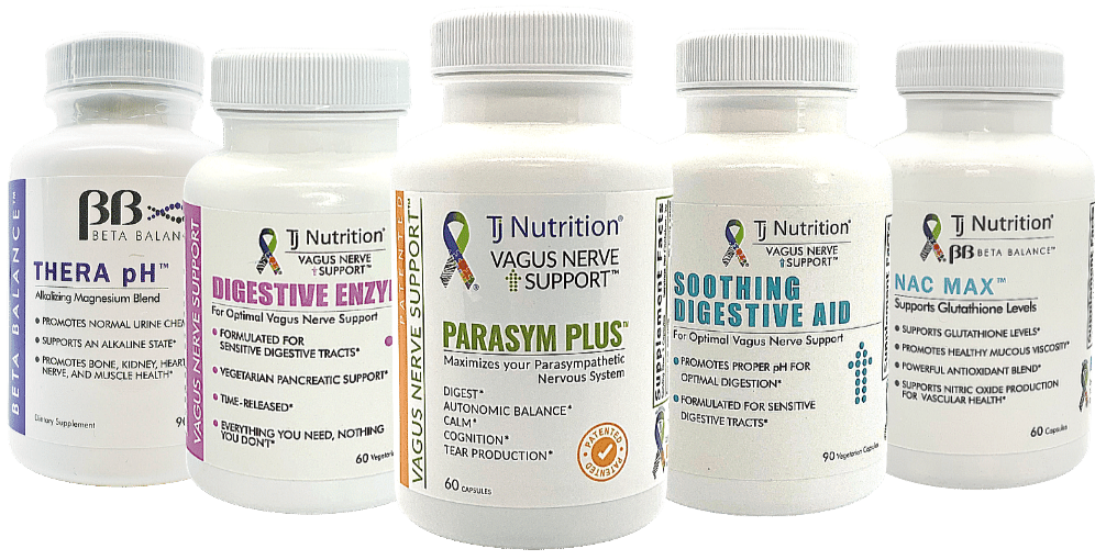 5 of tj nutrition vagus nerve support's supplement bottles