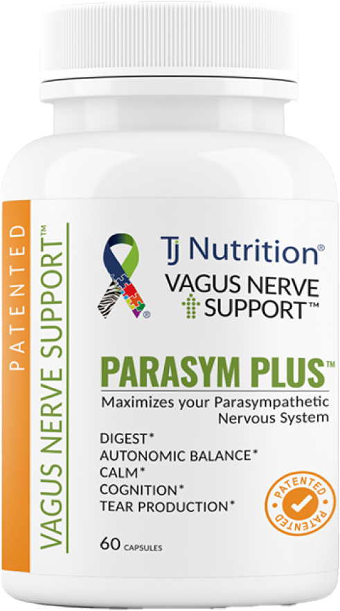 TJ Nutrition Parasymp Plus supplement bottle on a white background