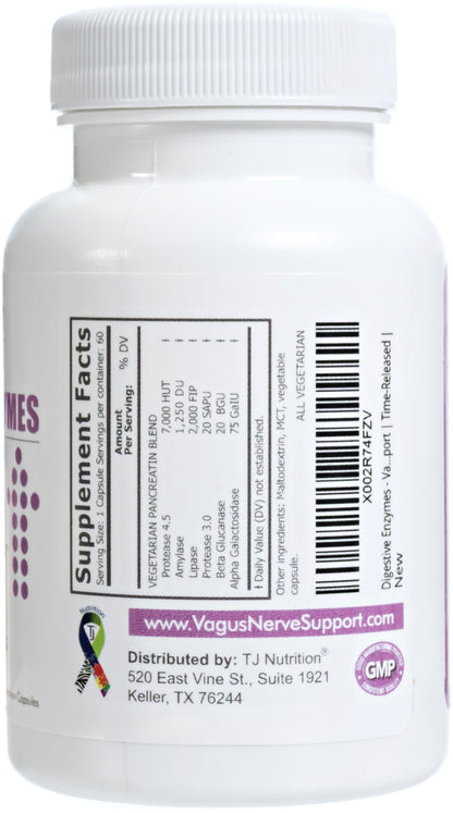 digestive enzymes bottle showing the supplement facts