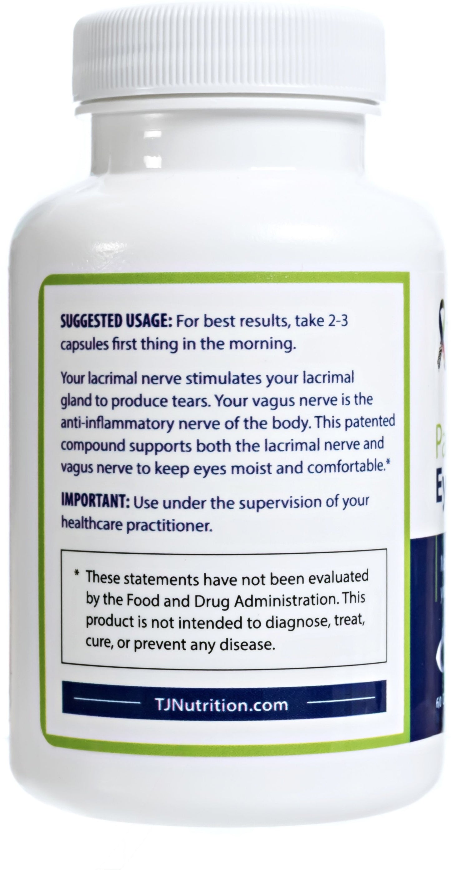 parasym plus eyes bottle for stimulating your lacrimal gland to produce tears with suggested usage of 2-3 capsules first thing in the morning