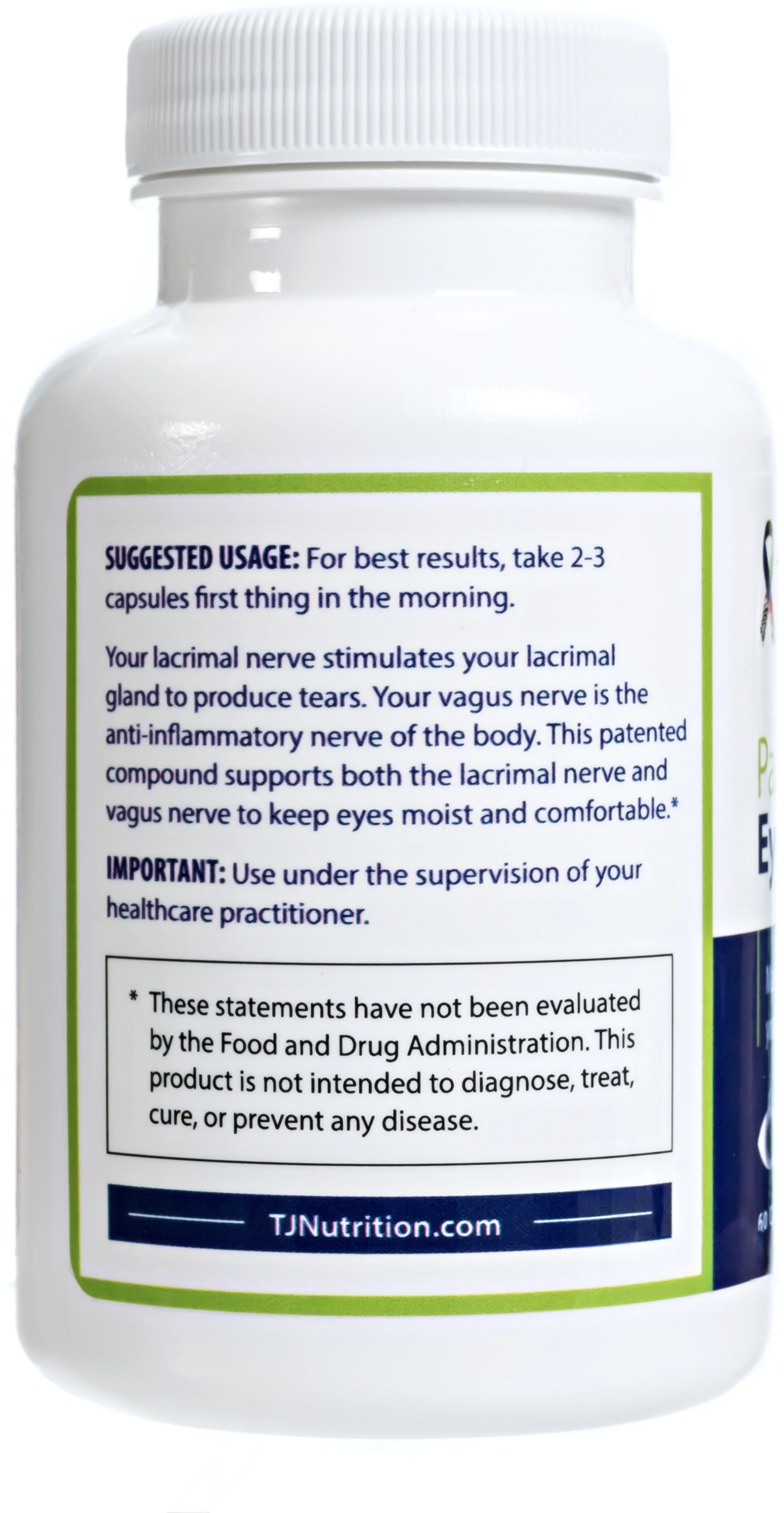 parasym plus eyes bottle for stimulating your lacrimal gland to produce tears with suggested usage of 2-3 capsules first thing in the morning