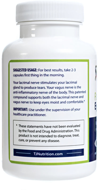 parasym plus eyes bottle for stimulating your lacrimal gland to produce tears with suggested usage of 2-3 capsules first thing in the morning