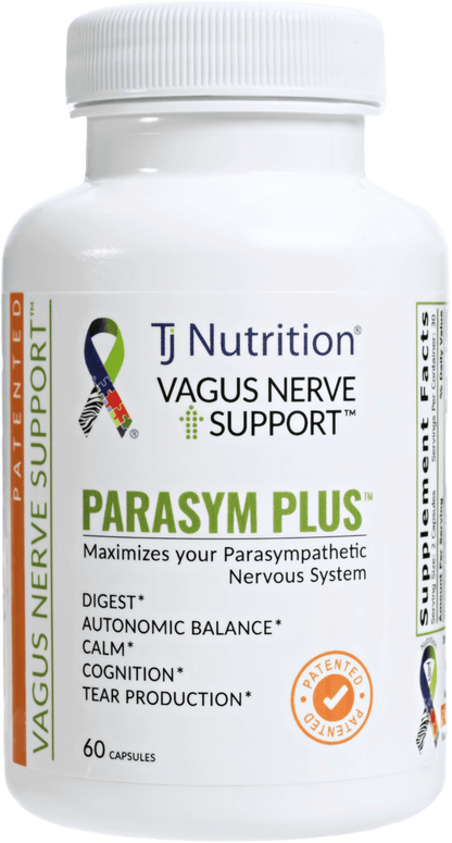 a bottle of tj nutrition vagus nerve support parasym plus that maximizes your parasympathetic nervous system