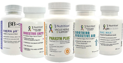 a picture of 5 tj nutrition vagus nerve support products
