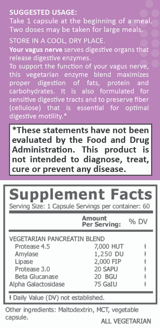 suggested usage and supplement facts for digestive enzymes
