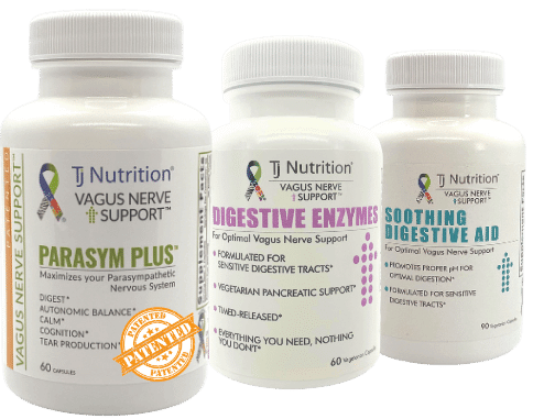 Vagus Nerve Support (left to right) parasym plus, digestive enzymes, soothing digestive aid